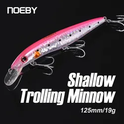 Noeby 125mm 19g Floating Minnow Shallow Trolling Minnow Fishing Lure Casting New Artificial Hard Bait for Sea Fishing Lures