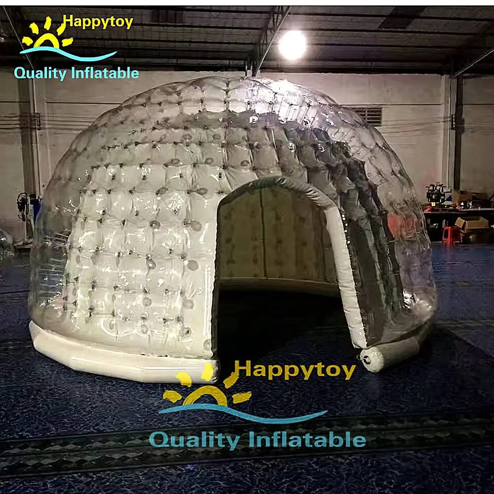 เต็นท์โดมเป่าลมสำหรับสนามหญ้า เต็นท์ลอดจ์ทรงฟองใสสีขาวสำหรับกลางแจ้ง