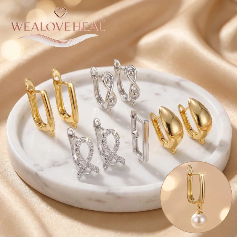 schmuckherstellung zubehör，Modische 18K Gold/Rhodium plattierte Infinity-Ohrringverschlüsse, Messing-Pavé-CZ-Stab-Ohrhaken für DIY-Schmuckherstellung – Detail 16