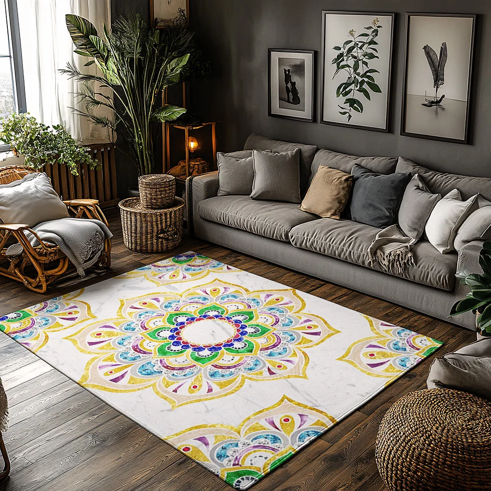 

Area Rug Washable Non Slip Indoor Outdoor Bohemian Carpet Vintage Persian Design Home Decor Living Room Bedroom Floor Mat Modern