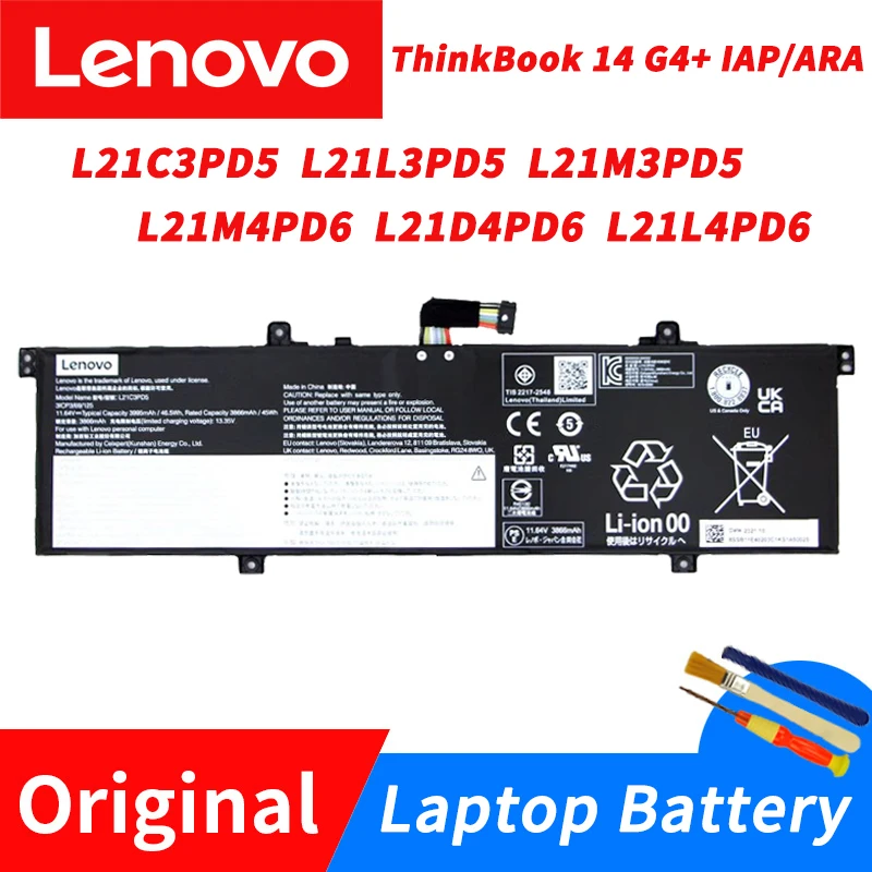 

Original Lenovo ThinkBook 14 G4+ IAP/ARA 46.5/62Wh Capacity Laptop Battery L21C3PD5 L21M4PD6