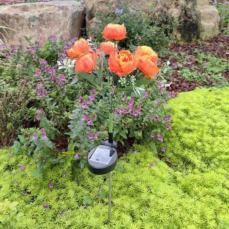 Luz de flores al aire libre bellamente floreciente para jardín Luces de flores solares que cambian de color más brillante