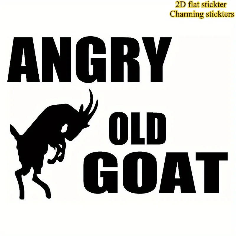 1pc 2D Flat Angry Old Goat Silhouette Waterproof Vinyl Sticker Black White Optional For Car Body Decor