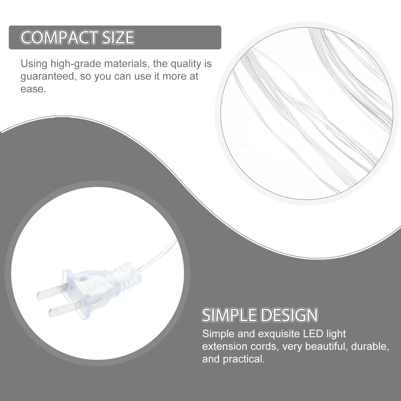 

2 pcs Clear Extension For Christmas Light Strip Curtain Lamp Decor Extension Cord Curtain Lamp Cord Indoor Outdoor