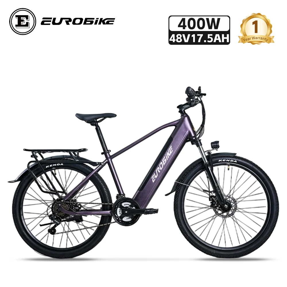 

Electric Mountain Bike 400W, 48V17.5Ah Removable Battery, Hydraulic Disc Brake, 24Speed, 27.5Inch, Free Rack City off-road Ebike