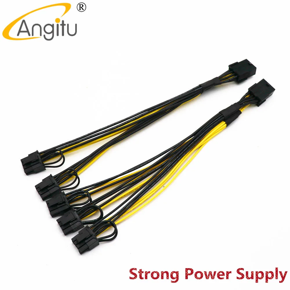 Angitu 20cm PCI Express GPU VGA 8Pin Female To 2x3x 6+2pin PCI-E Strong Power Supply Power Splitter Graphic Card Cable