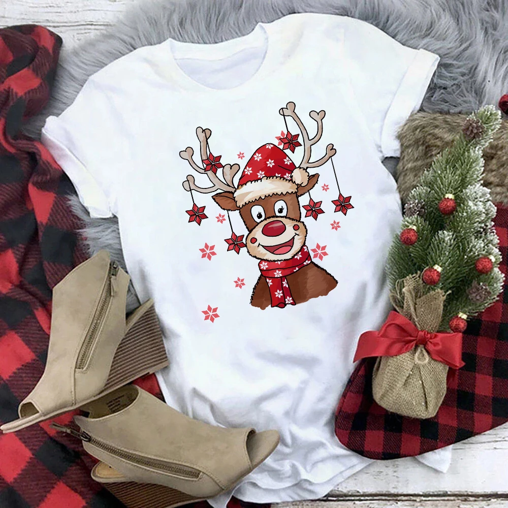 Christmas Family Matching Outfits Xmas Party Best Present Christmas Deer Print Daddy Mommy and Daughter Son T Shirt Family Look