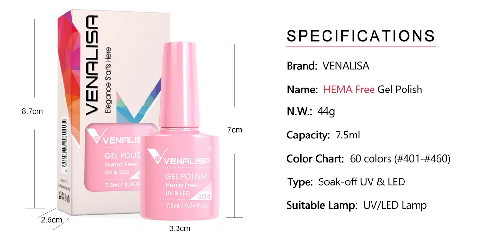 VENALISA Reinforce Thick Base Nagelgelpoliermittel Tempered Nowipe Semi Permanent Gellack 7,5 ml Soak Off UV LED Organic Gel Lack – Detail 7