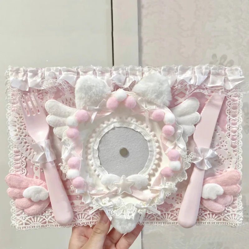 

luxury pink ribbon Cosplay Ita Bag Accessories hand made Dinner plate Insert Board Lace Backplate Organizer Board