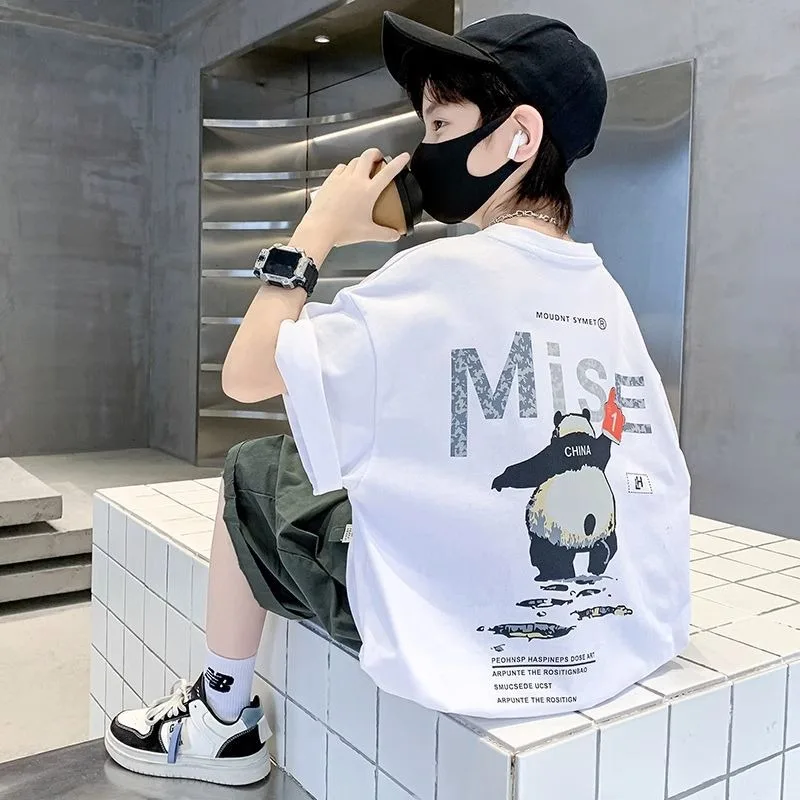 100%Cotton Children's T Shirt Summer Streetwear Children's Clothing Boys or Girls Cartoon Print Short Sleeve Tees Tops