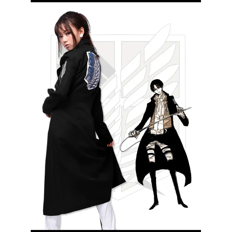 حار جديد Shingeki no Kyojin Levi Rivaille سترة عباءة الكبار تأثيري حلي هجوم على تيتان الأسود شال حزام دعوى السراويل الجلدية