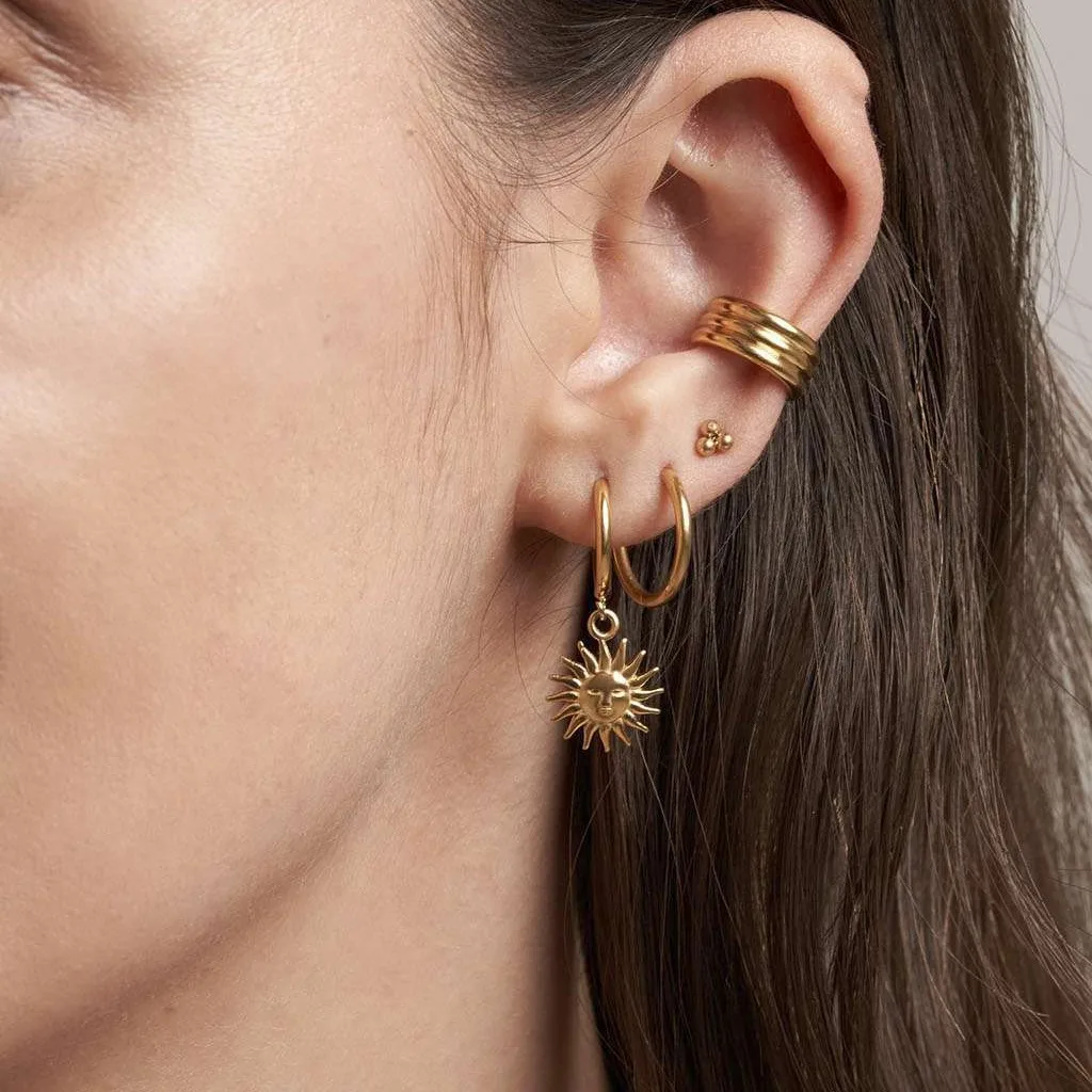 New ins Stainless Steel Sun Dnagle Circle Earring For Women Vintage Geometric Sun Buckle Earrings Fashion Jewelry Gift