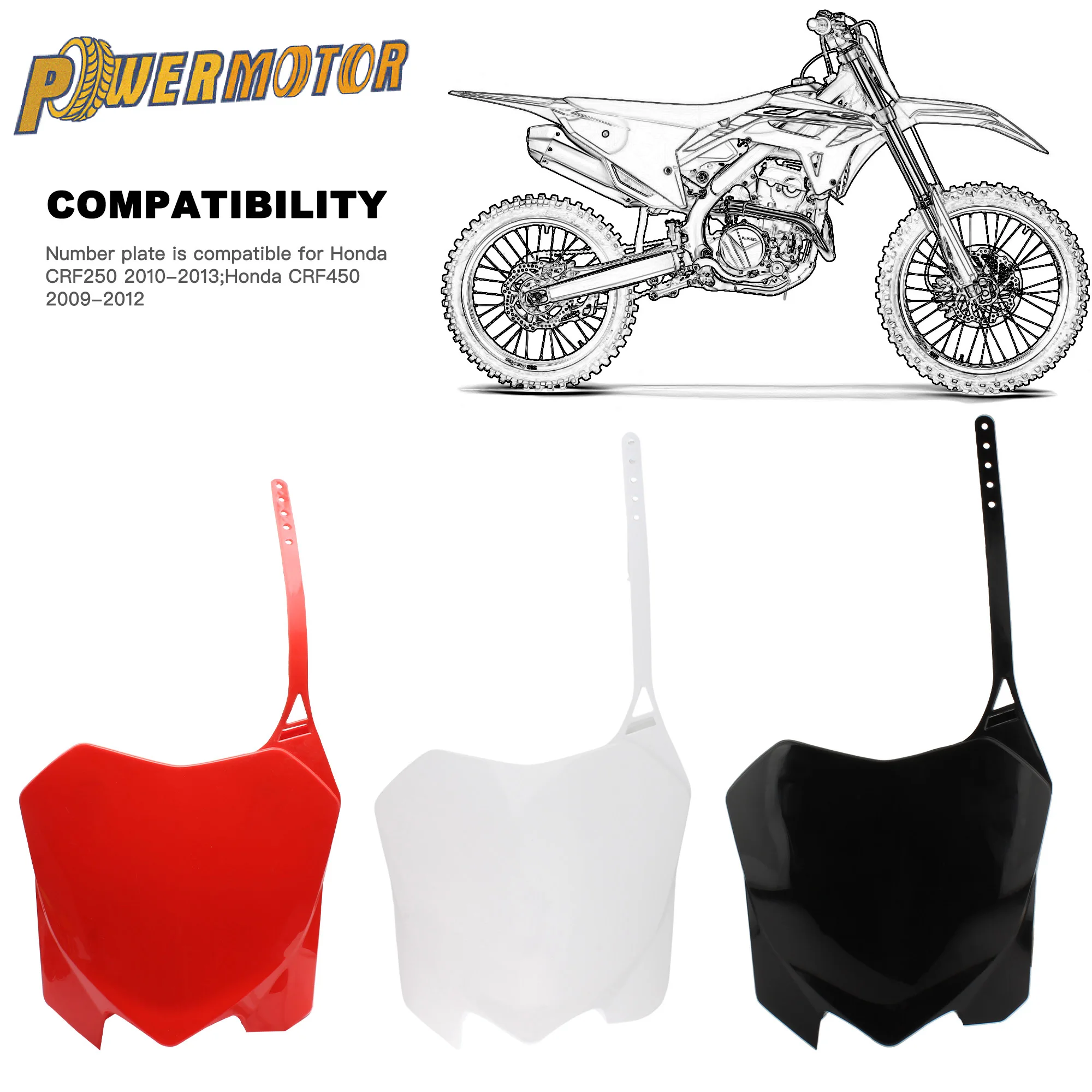 Motorrad Front Nummernschild Für Honda CRF250R 2010-2013 Motocross Enduro Racing Zubehör Langlebig ABS Kunststoff Pit Bike Teile