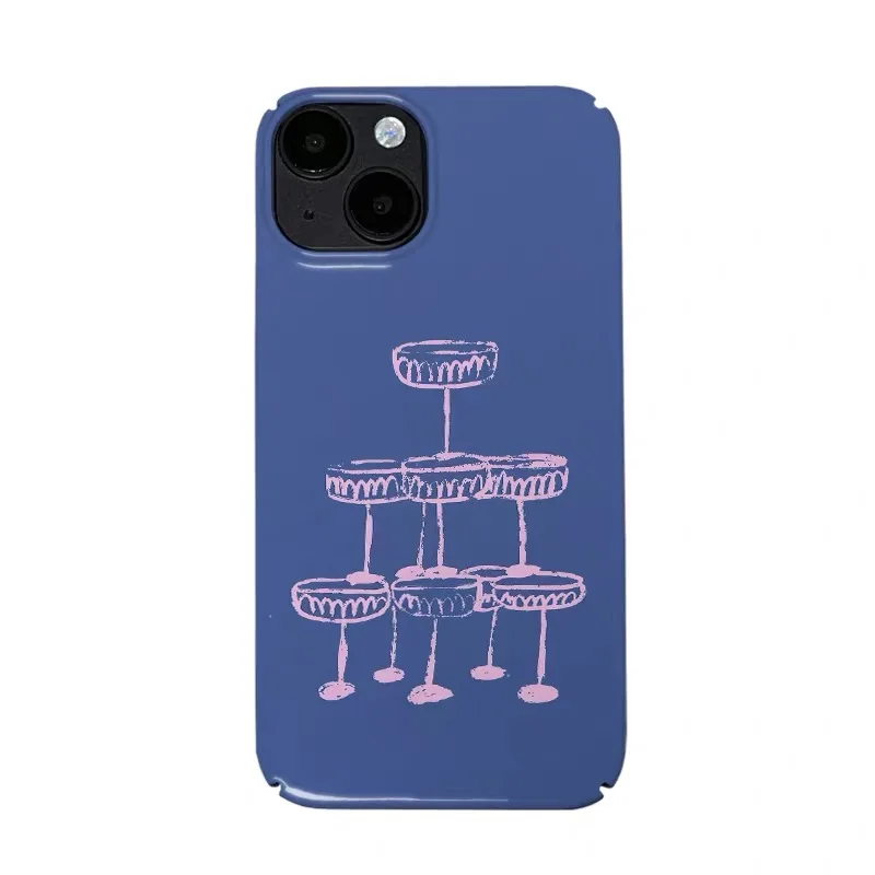 

Ins Korean Purple Cup Painting Phone Case for IPHONE 17 Air 16E 15 PROMAX 14 Plus 13 12 MINI 11PRO 16Plus XR Acrylic Phone Cover