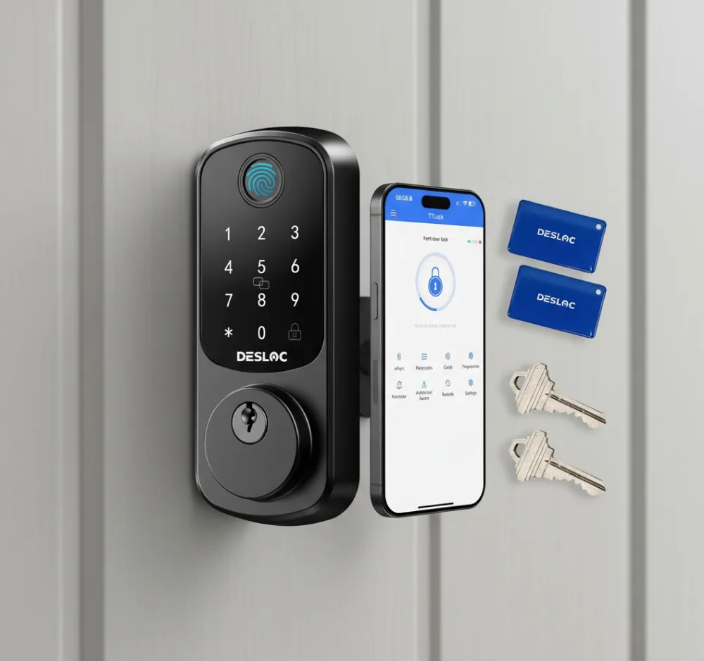 قفل الباب الذكي B200 دخول بدون مفتاح بصمة شاشة تعمل باللمس App التحكم بطارية 12 شهرًا BHMA Grade3 الأمن