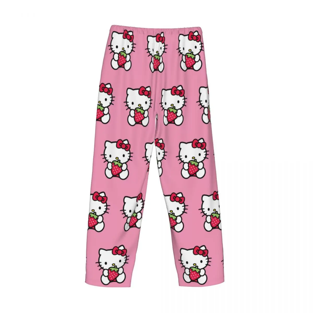 Pantalones de pijama personalizados de Hello Kitty para hombres, ropa de dormir con cordón para dormir, salón de dibujos animados, pantalones con bolsillos