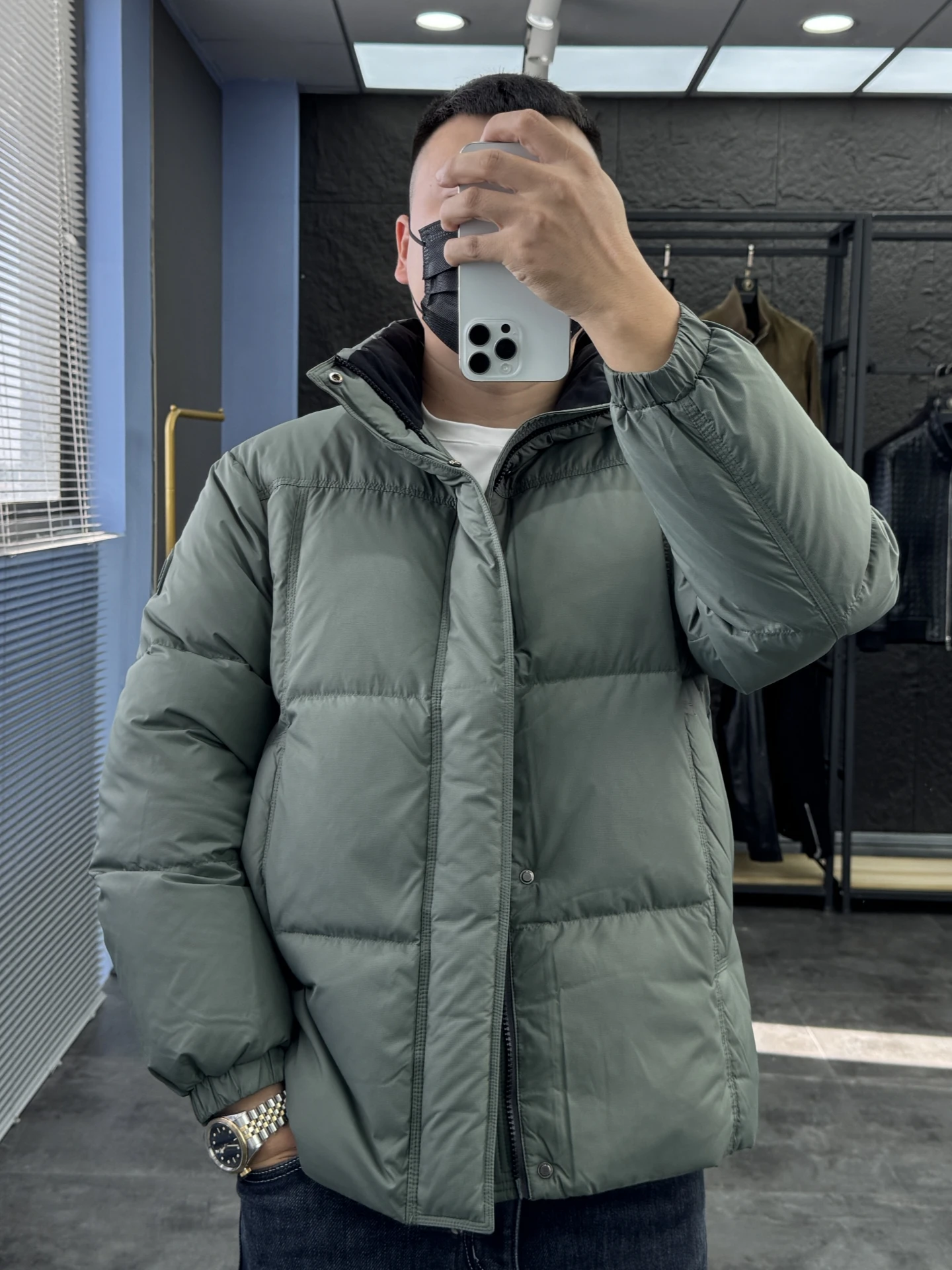 

Men's Casual down Jaet Pampa& Brand Polyester Fiber Windproof Warmth Thiened Long Sve Zipper Closure Stand Collar