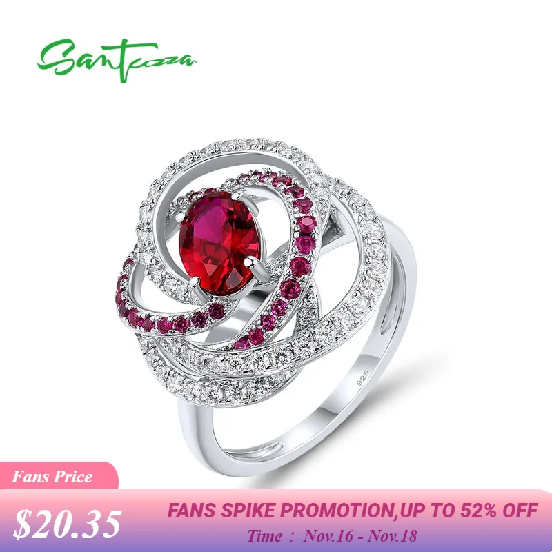 

SANTUZZA кольцо из стерлингового серебра 925 пробы для женщин, сверкающее белое кольцо с фианитом, рубиновое уютное красное кольцо, свадебные подарки, ювелирные изделия