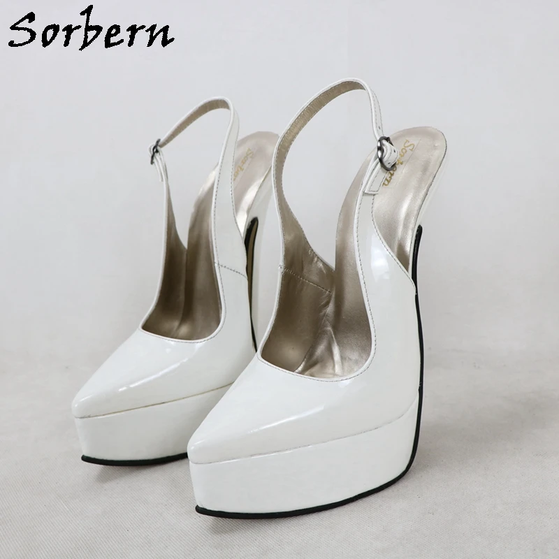 Sorbern 20Cm High Heel Women Pump Shoes Stilettos Pointed Toe Slingback Platform Summer Shoes  Custom Colors
