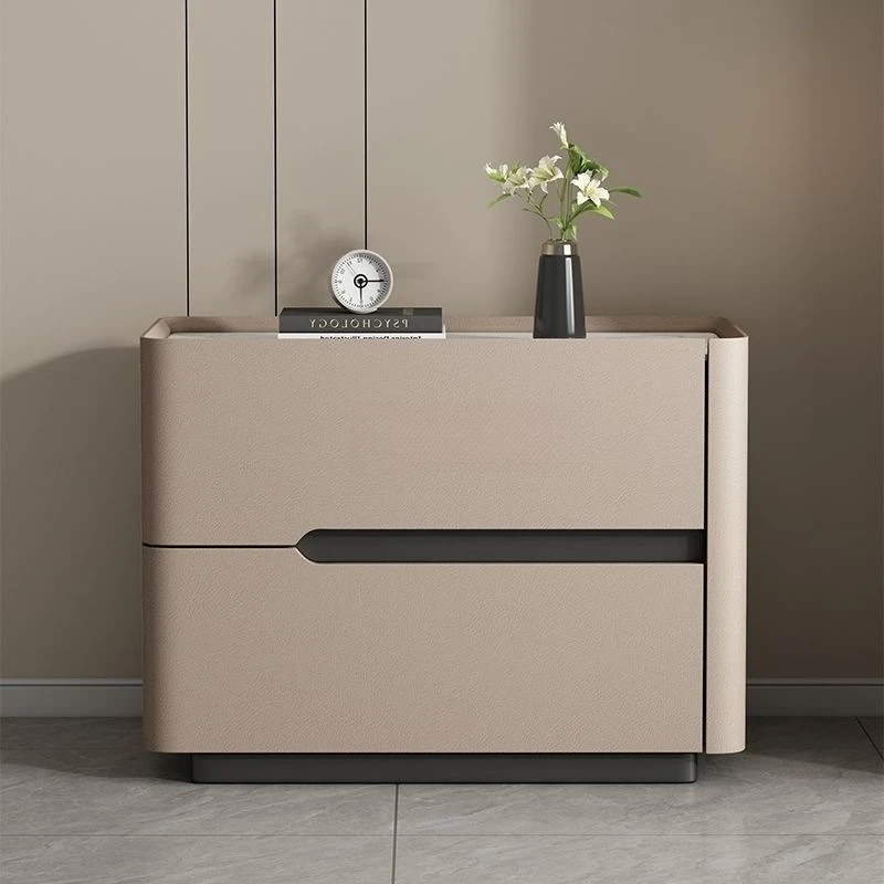 

New whole cream style light luxury modern simple rock slab bedside table solid wood Italian floor-to-ceiling bedroom locker