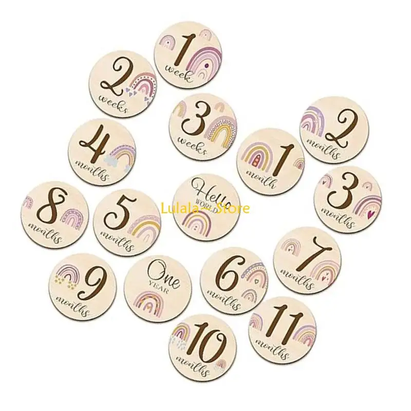 Y4QA مجموعة واحدة من بطاقات تتبع نمو الطفل الخشبية المرقمة لصور الحيوانات