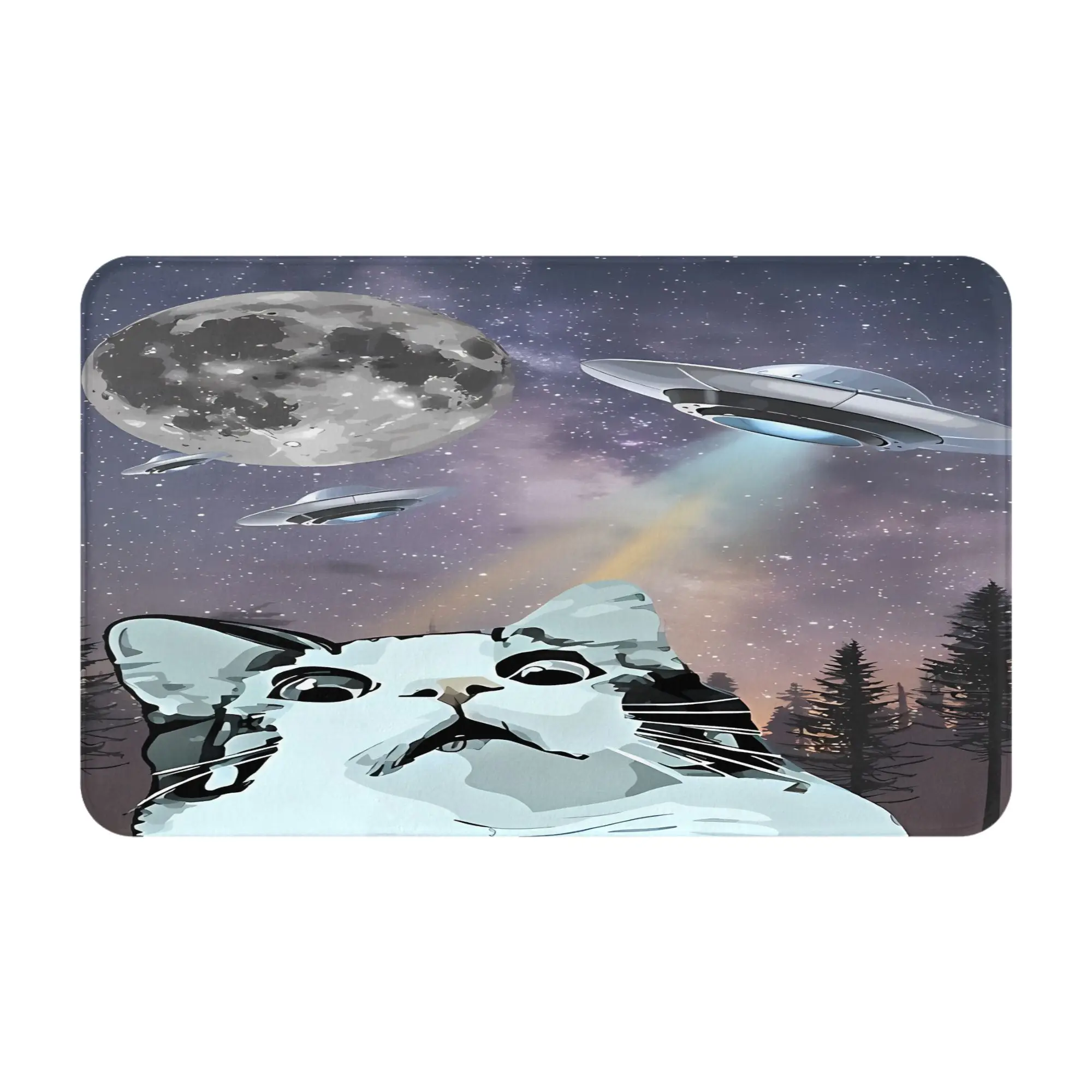 Scared Selfie Non-slip Mat Bedroom Cat UFO Welcome Doormat Home Decoration