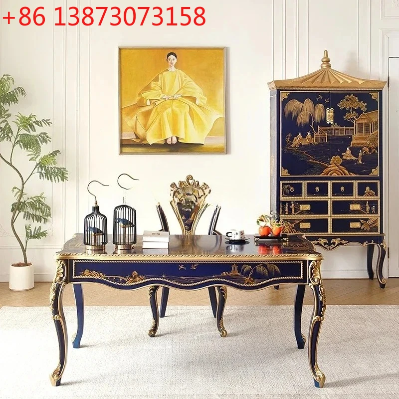 

Ручная роспись, стол из массива дерева, прямоугольный обеденный стол, стол для книг, стул, письменный стол, компьютерный стол