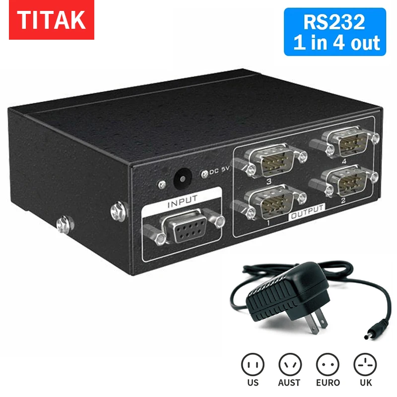 

Active Serial RS232 Splitter 1 To 4 RS232 Bi-Direction Switcher Splitter 4 To 1 Protocollo di Trasferimento Dati COM