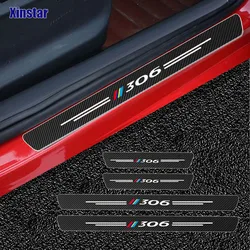 4pcs Carbon Fiber Car Door Sill Sticker For Peugeot 306 Auto Accessories