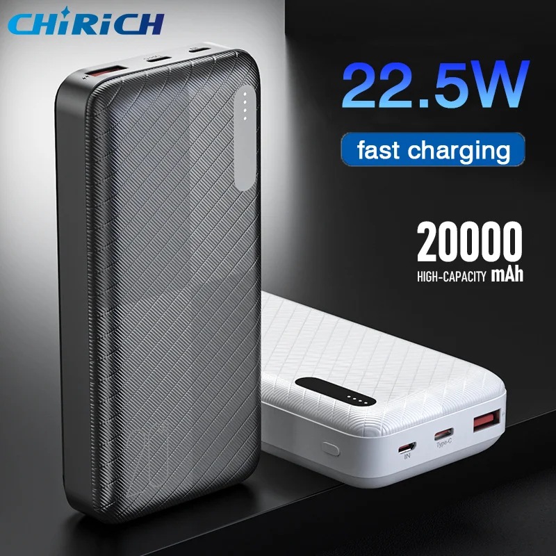 휴대용 보조배터리 USB C 외장 예비 배터리, 22.5W 고속 충전, 20000mAh 보조베터리, 아이폰 13, 14, 삼성, 샤오미, 10000mAh