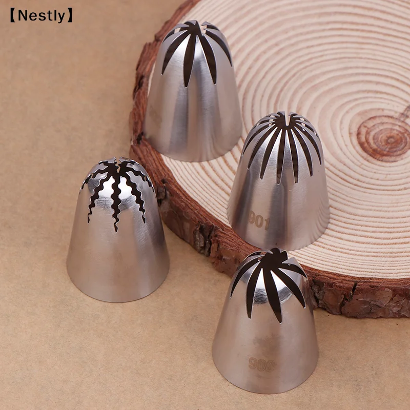 

901 902 903 904 Stainless Steel Large Size Close Star Piping Nozzle Cream Icing Tips Cake Fondant Kitchen Baking Tool〔Nest〕