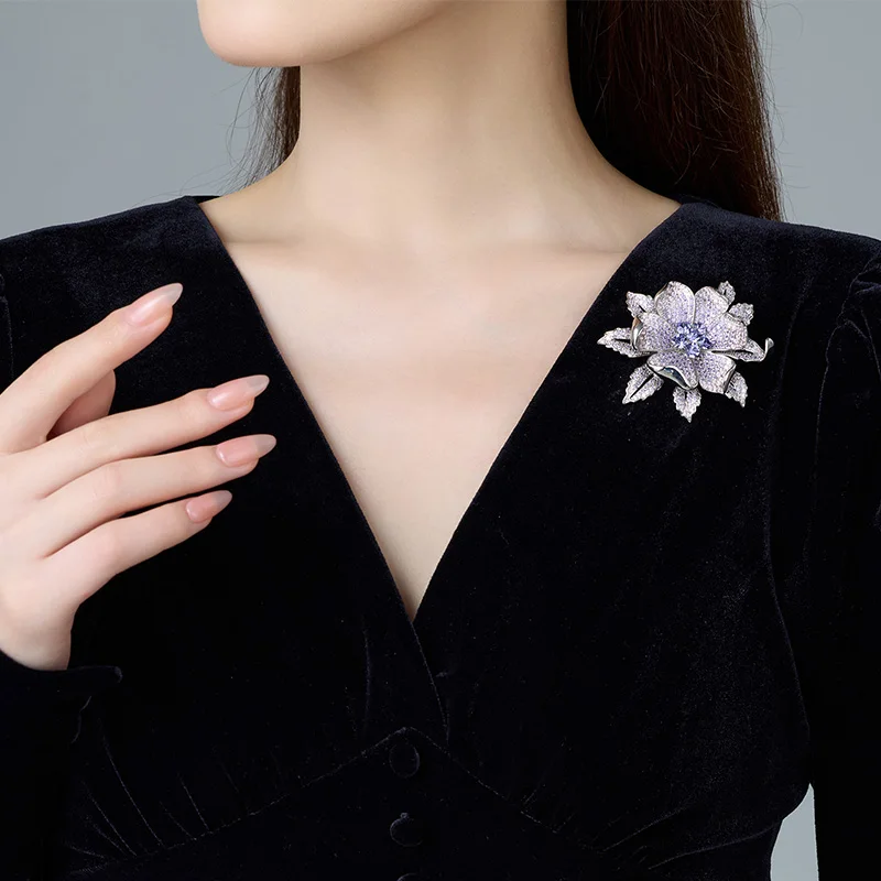 Фиолетовая брошь с цветком лозы, высококачественный женский изысканный праздничный подарок, высококачественная брошь с цветком, булавка