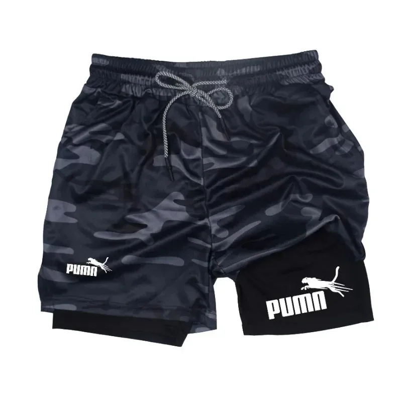 Summer Breathable 2-in-1 Double-layer Shorts for Men's Elastic Compression Shorts Quick-drying  Phone Pocket Towel Loop Shorts image 2