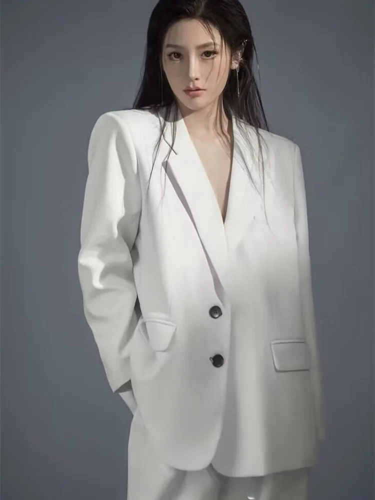 

White Suit Photography Costume Elegant Personality Studio Portrait Magazine Personal Art Photo Shooting Clothing Ladies Fashion