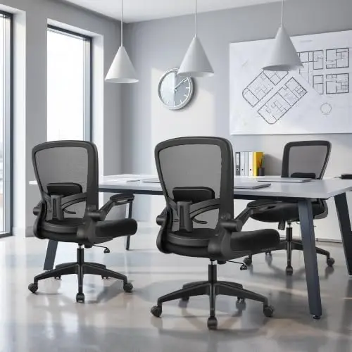 Office Chair, Ergonomic Desk Chair Breathable Mesh Chairs Adjustable High Back Lumbar Support Flip-up Armrests
