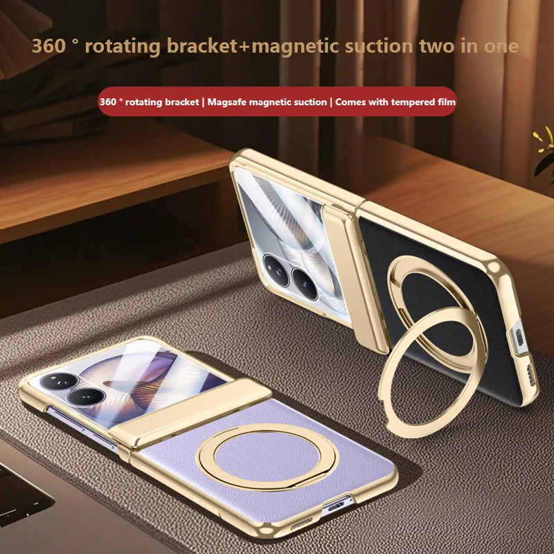 

360°Rotation Bracket Case For Xiaomi Mix Flip 2 Flip2 5G Magnetic Suction 2-in-1 Fold Hinge Protective Cover With Tempered Film