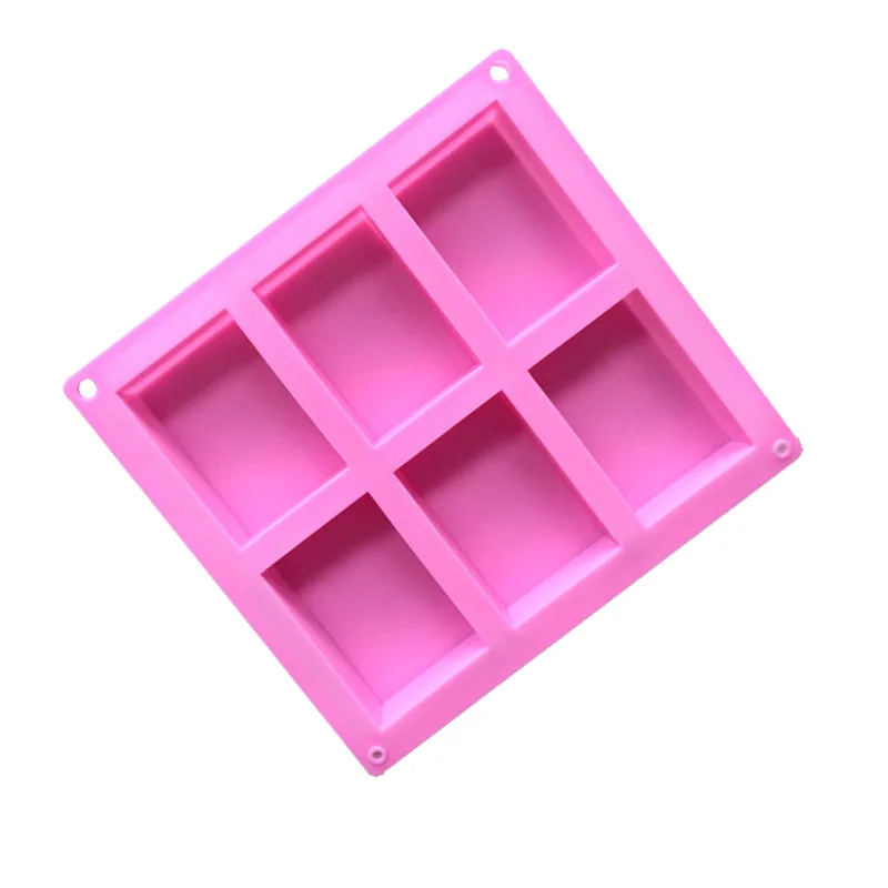 6 grid Handmade Soap Silicon Mold 6 types Floral Pattern Flat Bottom Essential oil Toilet Soap DIY Baking Cake Square Mold