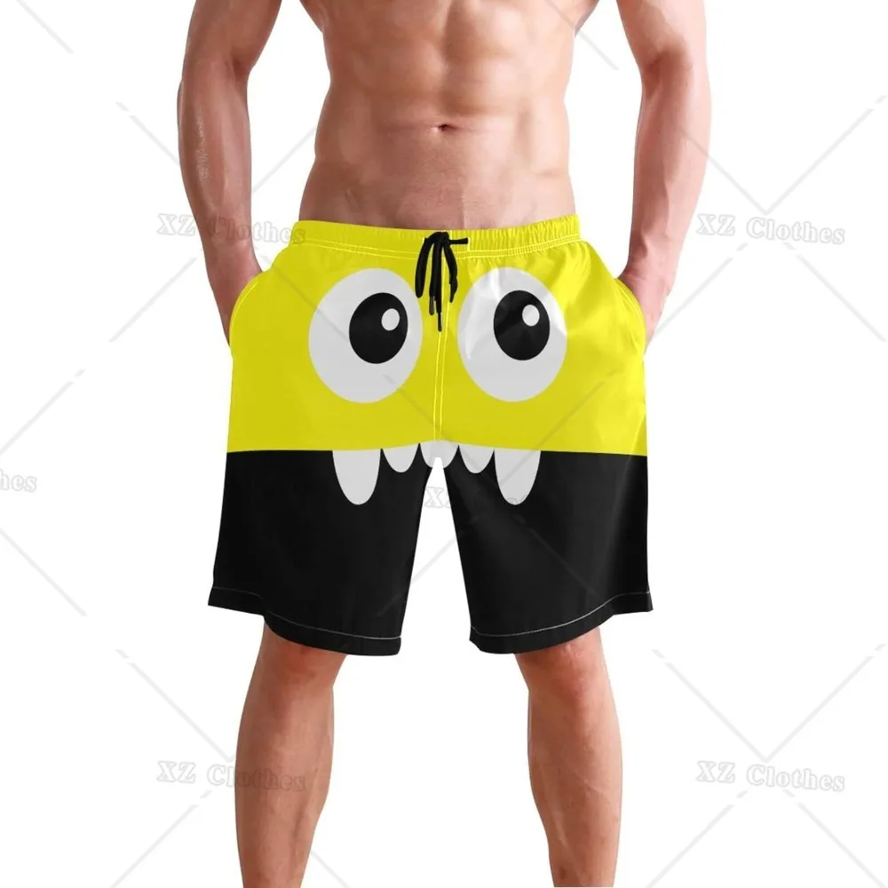 Funny Big Eyes Beach Shorts Summer Swim Trunks Sports Running Bathing Suits with Mesh Lining and Pocket