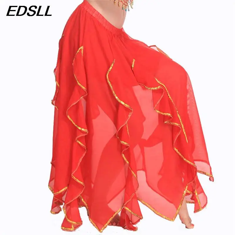 Woman's Belly Dance Skirt Indian Dance Practice Half Dress Ciffon Belly Dancer Costumes Layered Skirt Party Festival Costume