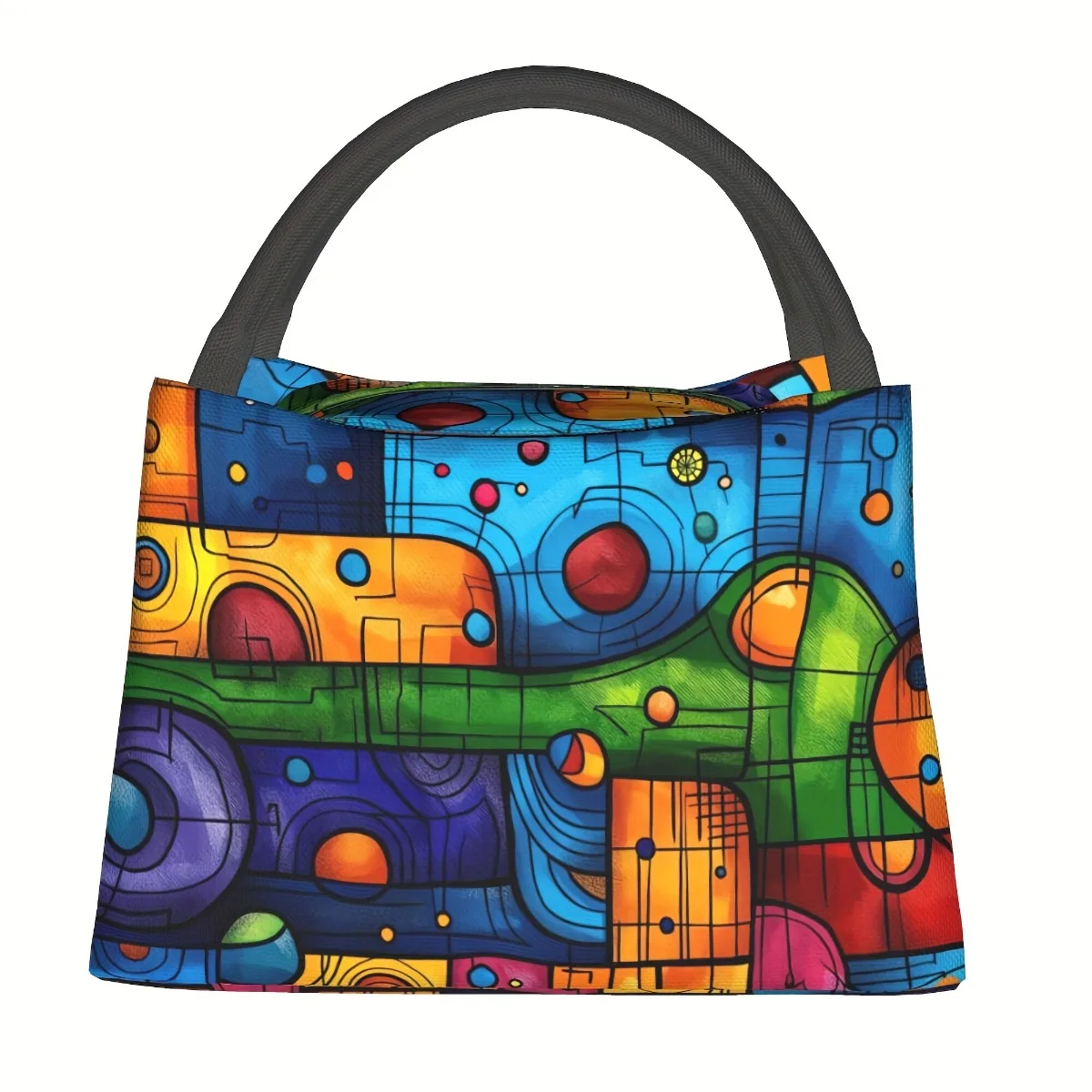 Vibrant Abstract Insulated Lunch Bag - Leakproof Reusable Thermal Cooler Tote With Sturdy Handles