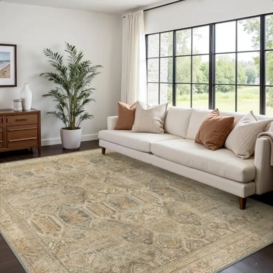 

Washable Rug 5x7 Area Rug for Living Room Bedroom Dining Washable Print Carpet UltraThin Chenille Low Pile Lightweight Rug wit