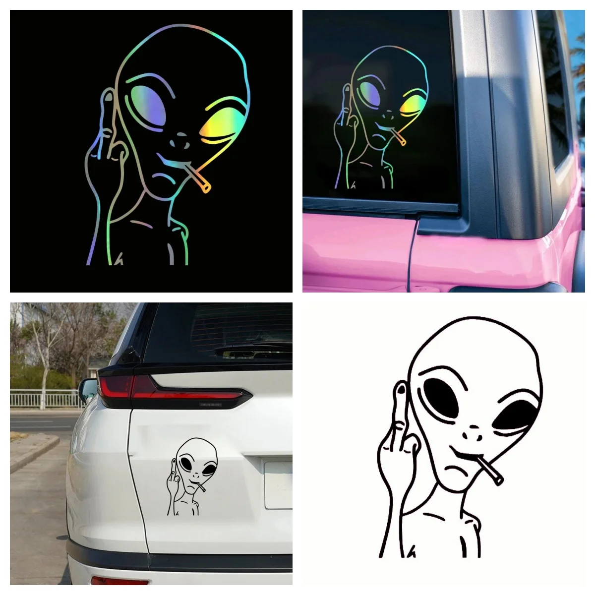 

Funny Alien & UFO Vinyl Stickers - PVC Decals for Motorcycle, Laptop & Car Exterior Decoration
