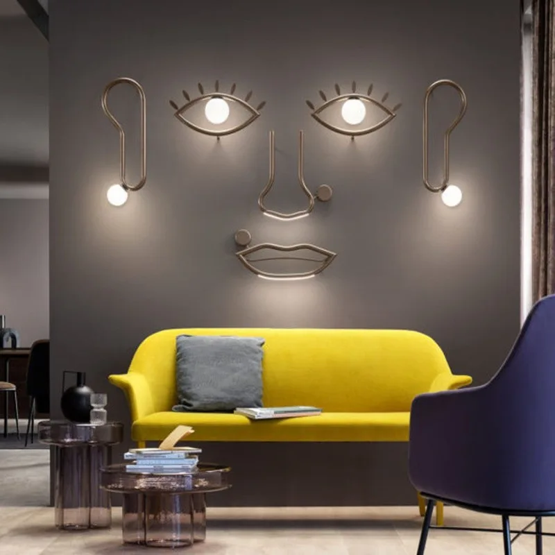 

Postmodern bedroom light minimalist creative painted metal wall lamp Nordic minimalist design