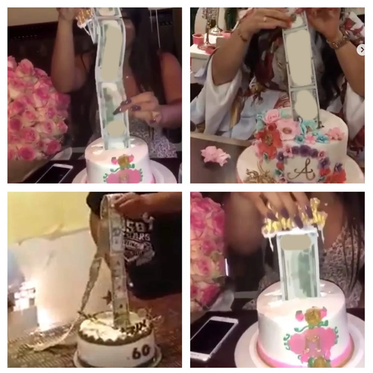 ABVS Cake Money Box Set, Money Pulling Cake Making Mold,Cake ATM Money Box with Gold Glitter Happy Birthday Cake Topper