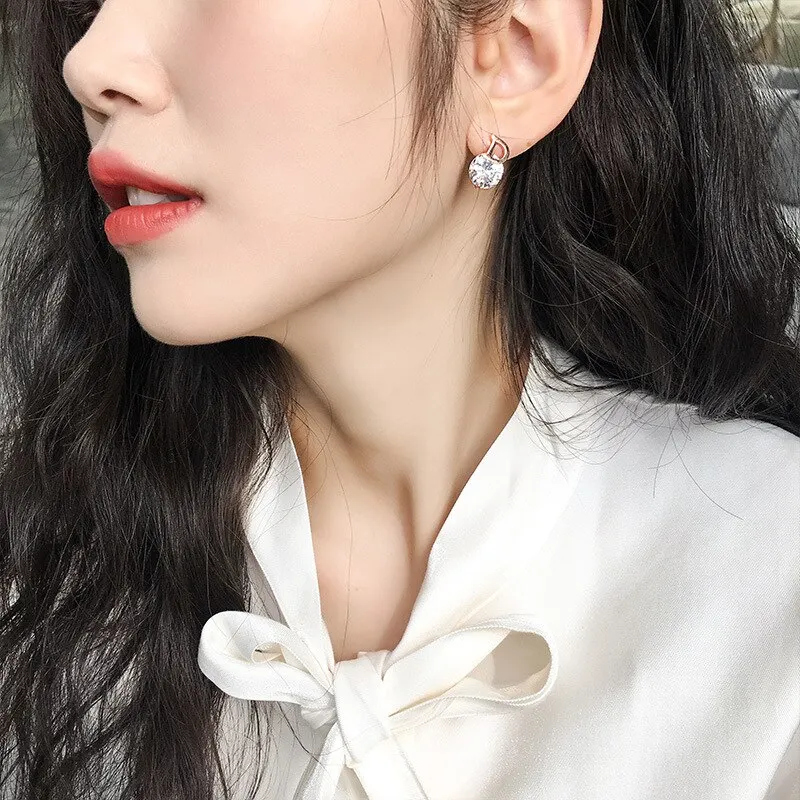 Letter D Earrings For Women Shiny Zircon Stud Earrings Light Luxury European and American Earrings Party Wedding Jewelry Gifts image 5