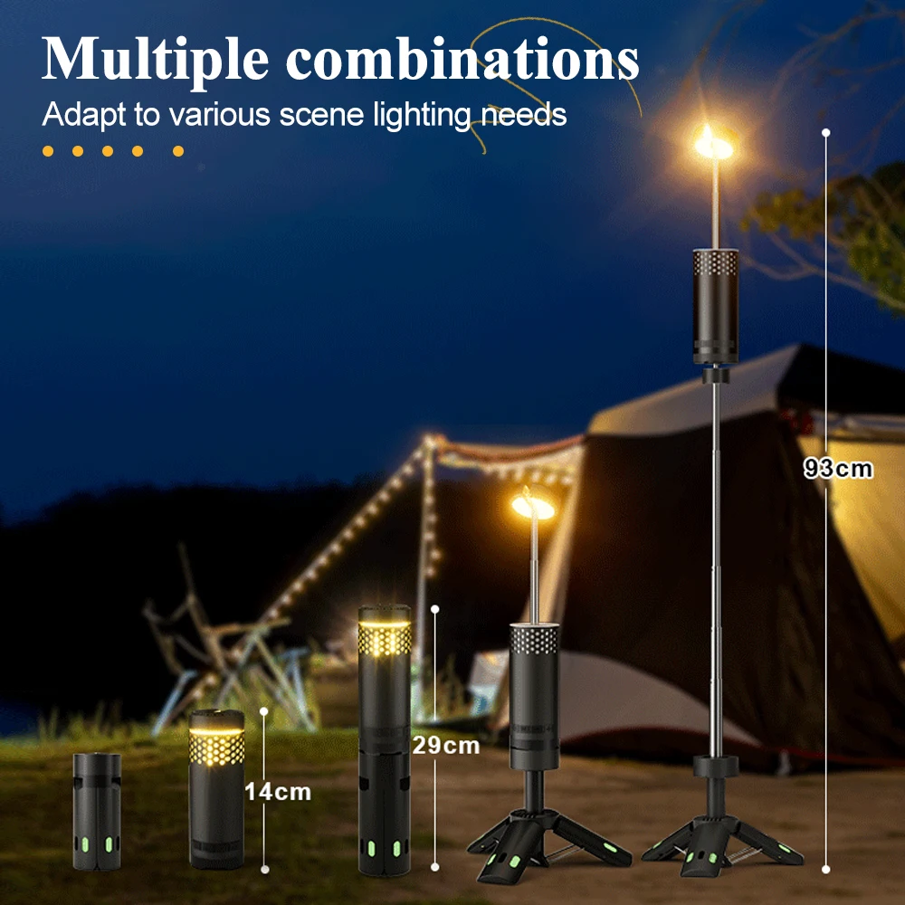 Upgraded Camping LED Telescopic Flashlight with Tripod Rechargeable Emergency Lamp Outdoor  Portable orch Light Table Lamp Tent