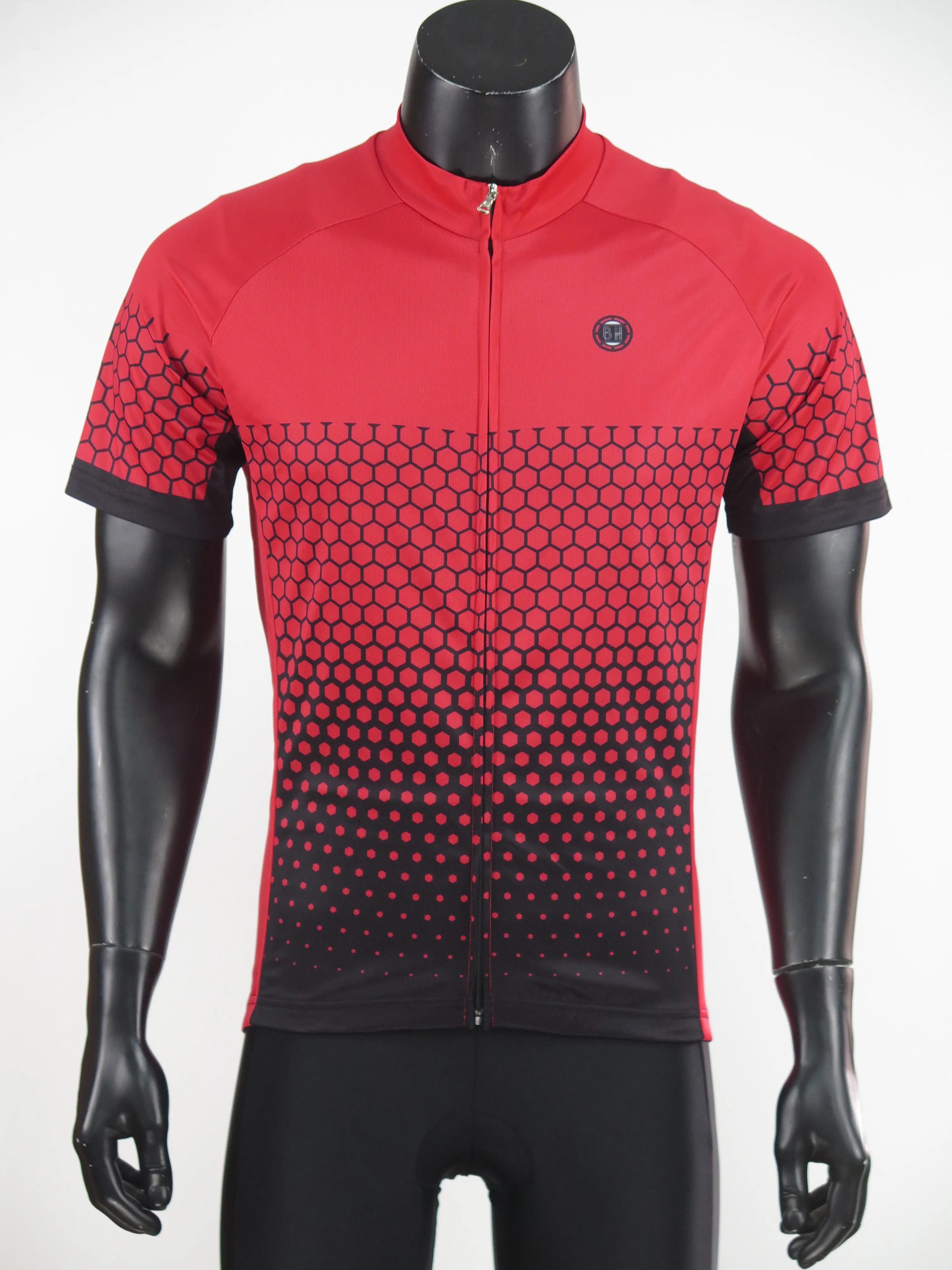 Quick Dry Men's Cycling Jersey , Moisture Wicking , Red Breathable MTB Mountain Bike Shirt for Biking & Riding Sports