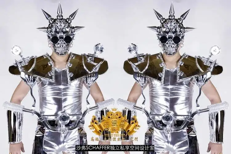 

Motorcycle GOGO Men's Nightclub DS LED Light Front Mechanical Mirror Space Performance Dress Party Dance Team Halloween