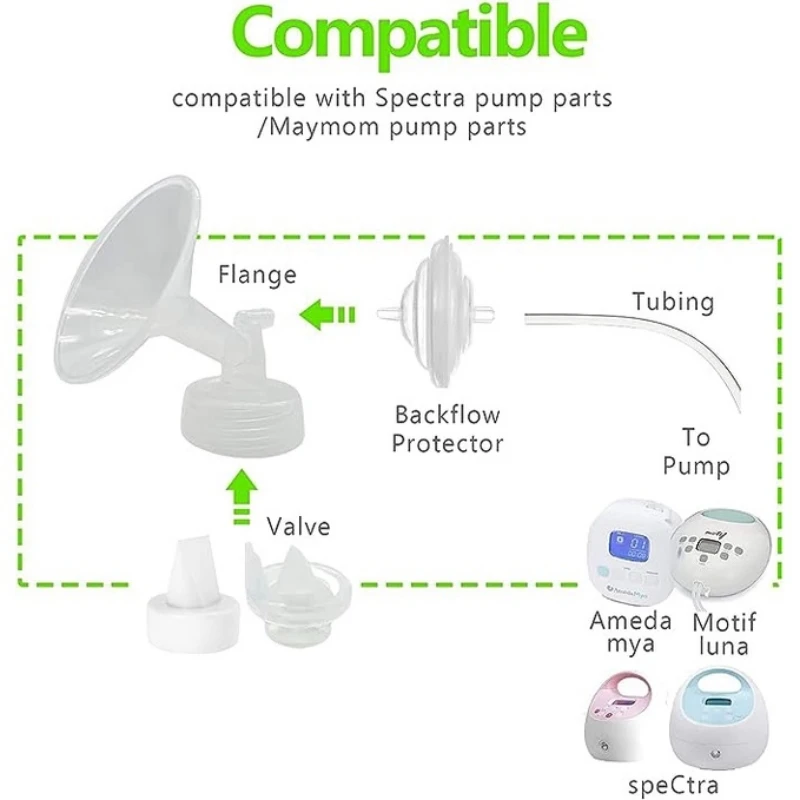 Flange e Duckbill Valve Substituição, Breastpump Peças, Compatível com Spectra S1 S2 9 Plus, Frete Grátis