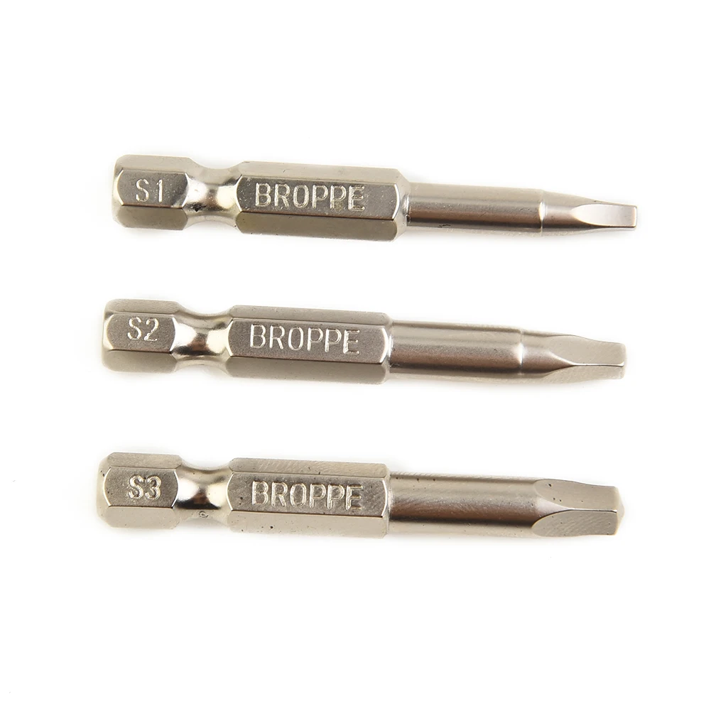 3pcs Set 50mm Electric Driver Bits Hand Tools Screwdriver Drill Bit S1-S2-S3 Magnetic Square Head Screwdriver Bits